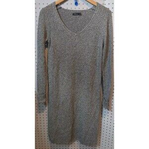 Reitmans Sweater Dress Small Long Sleeve Black White Knit Vneck